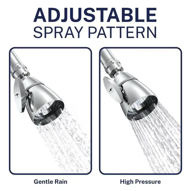Alt view image 4 of 7 - ® Solid Metal 2 Inch High Pressure Shower Heads - CHROME 2.5 GPM Shower Heads High Pressure - High Flow Shower Head with ADJUSTABLE SPRAY PATTERN - Fixed Shower Head