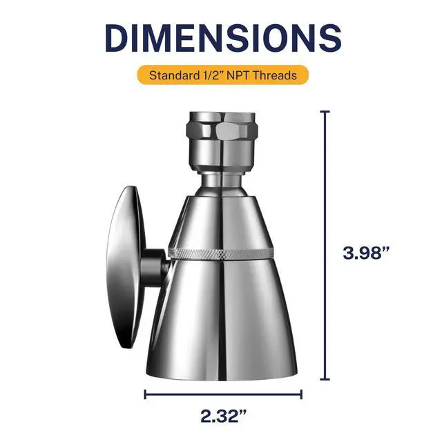 Alt view image 6 of 7 - ® Solid Metal 2 Inch High Pressure Shower Heads - CHROME 2.5 GPM Shower Heads High Pressure - High Flow Shower Head with ADJUSTABLE SPRAY PATTERN - Fixed Shower Head