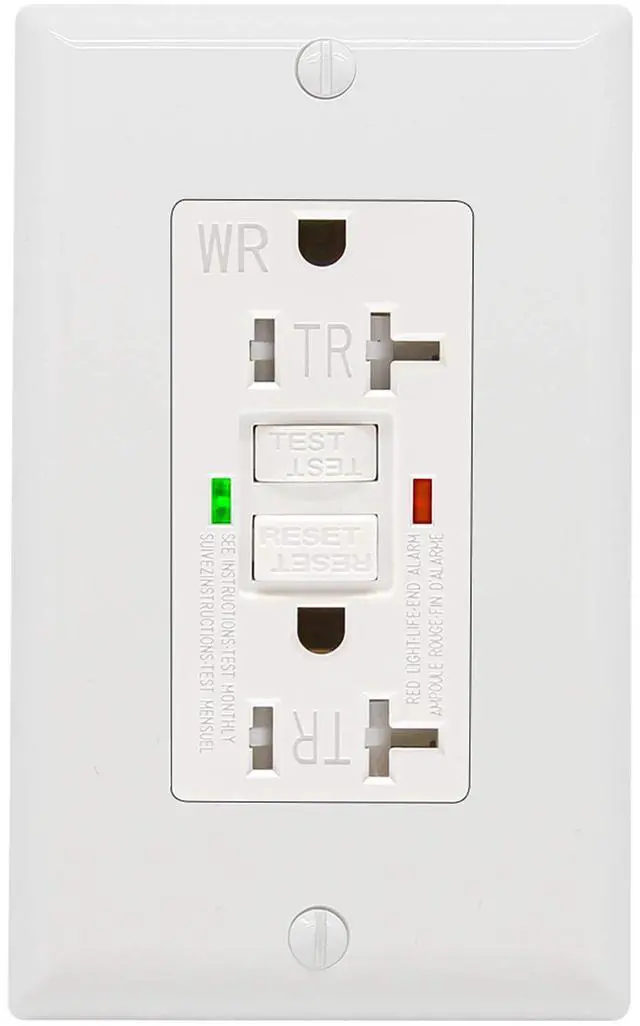 Main image of GFCI Outlet 20 Amp, UL Listed, LED Indicator, Tamper-Resistant, Weather Resistant Receptacle Indoor or Outdoor Use with Decor Wall Plates and Screws