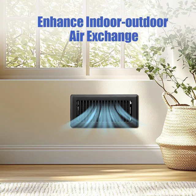Alt view image 6 of 7 - Floor Register 4x10, Floor Vent Covers for Home Floor, Sidewall, Heavy Duty Steel Walkable Floor Grates, Adjustable Air Vent Covers Rust Proof Finish, 4" x 10'' Floor Vent, 6 Pack, Black