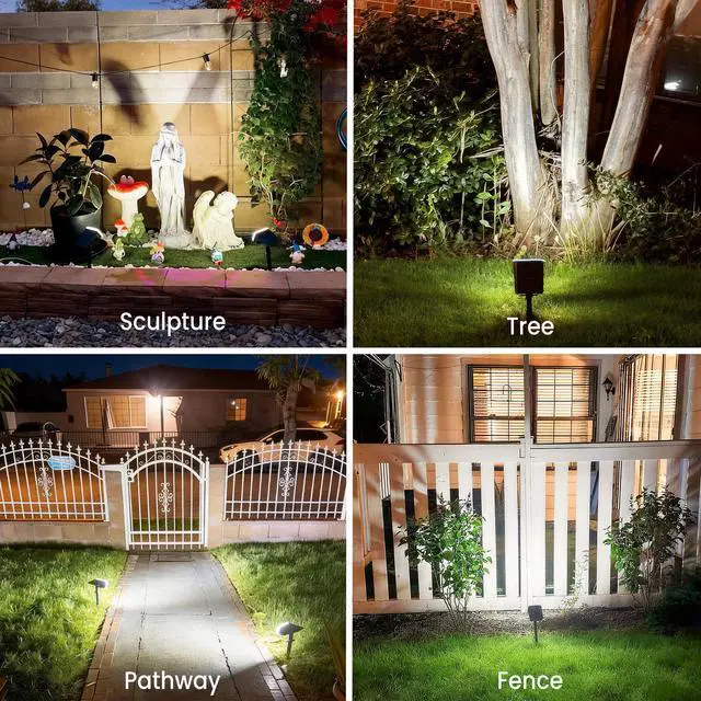 Alt view image 4 of 7 - Solar Lights Outdoor Waterproof IP65, Super Bright LED with Lens, 6500K 2 Lighting Modes, Solar Powered Yard Garden Solar Spot Lights for Outside Landscape Auto On/Off - 6 Pack