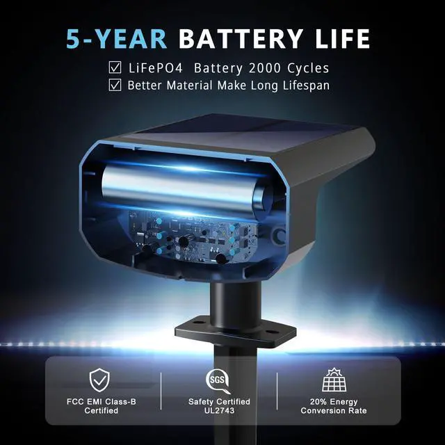 Alt view image 7 of 7 - Solar Lights Outdoor Waterproof IP65, Super Bright LED with Lens, 6500K 2 Lighting Modes, Solar Powered Yard Garden Solar Spot Lights for Outside Landscape Auto On/Off - 6 Pack
