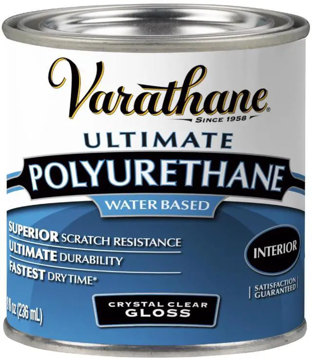 Main image of Water-Based Ultimate Gloss Polyurethane | Water-Based, Crystal Clear, Interior Wood Protection, Fast Dry Time, Scratch Resistance, Covers Up to 62 Sq Ft, Half Pint