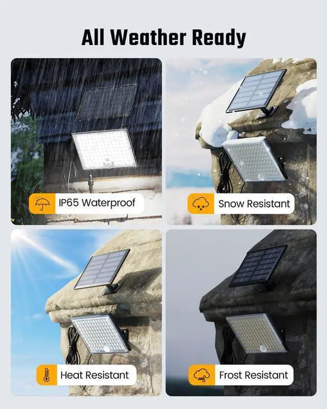 Alt view image 5 of 7 - Solar Outside Lights with 113 Bright LEDs 7000K with 16ft Cable | 2 Pack, 3 Modes Motion Sensor Outdoor Flood Lights Dusk to Dawn, IP65 Waterproof, Security for Garden Barn Porch Patio
