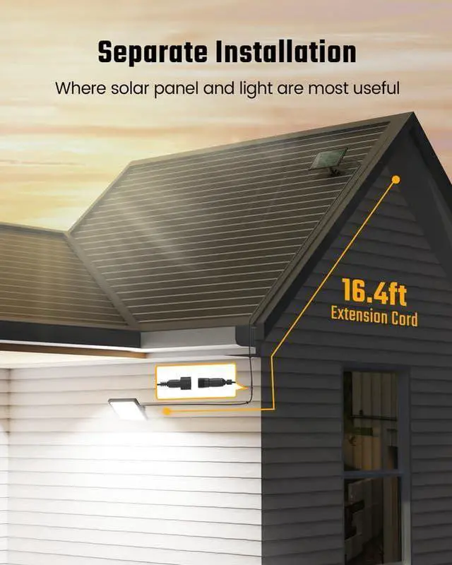 Alt view image 7 of 7 - Solar Outside Lights with 113 Bright LEDs 7000K with 16ft Cable | 2 Pack, 3 Modes Motion Sensor Outdoor Flood Lights Dusk to Dawn, IP65 Waterproof, Security for Garden Barn Porch Patio