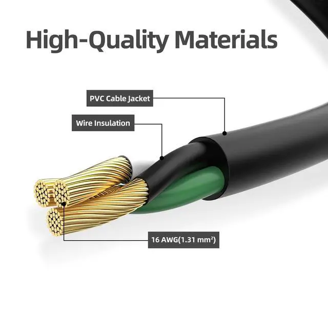 Alt view image 3 of 7 - Indoor Outdoor Extension Cord Waterproof, 100 Feet 3 Prong Power Cord for Home and Garden, 16 AWG, 10A/1250W, ETL Listed