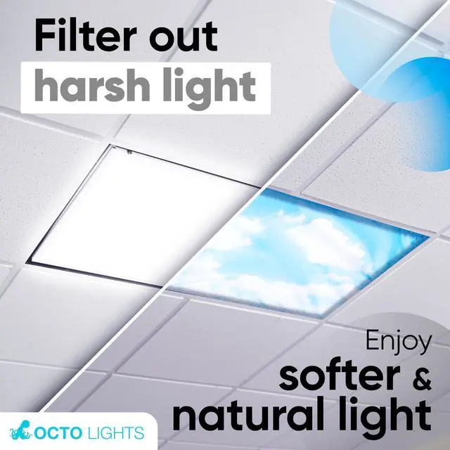 Alt view image 4 of 7 - Fluorescent Light Covers for Ceiling Lights Classroom Magnetic Cloud 4pk | Reduces fluorescent/LED glare and eye strain; Easy magnetic install for classrooms/offices; NFPA 701 fire safety rated
