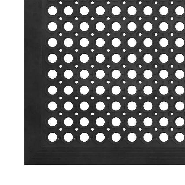 Alt view image 7 of 7 - Heavy Duty Rubber Floor Mat Non-Slip, Waterproof, Easy to Clean Anti-Fatigue Mat for Commercial Kitchens, Restaurants, Workshops Oil Resistant, Hose Washable 36" x 60", Black