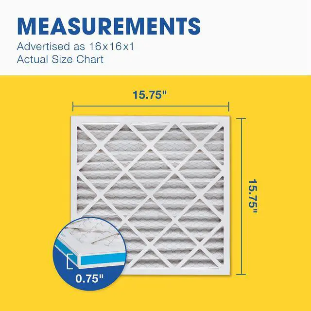 Alt view image 6 of 7 - Air Filter 16x16x1 MERV 11 AC Filter, HVAC, Furnace Filter, 6 Pack | ACTUAL SIZE (15.75 x 15.75 x 0.75) AC Filter, Furnace Filter, Dust, Pet Dander, Smoke & Allergies MERV 11