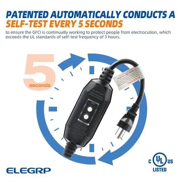 Alt view image 2 of 6 - G1215CM Patented Auto-Monitoring GFCI Replacement Plug Inline Assembly, G20CMR Manual Reset 15 Amp Grounded 3 Wires 3-Prongs for Power Tools, Lawn Equipment etc, UL Listed, 1 Pack, Black