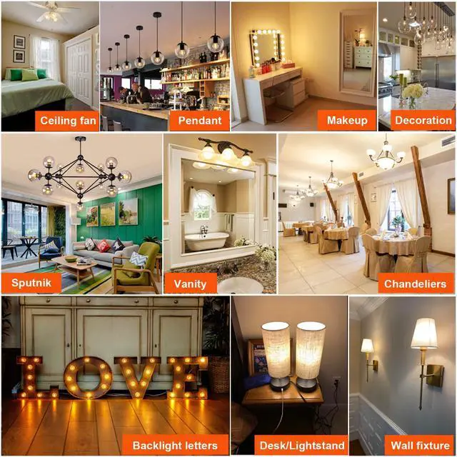 Alt view image 7 of 7 - G16.5 Edison Bulbs,E26 Led Bulb 60 watt,Warm White 2700K,Clear | Dimmable,6w=60 watt light bulbs,600lm,AC120V,360°,ETL,No Flicker,Globe Light Bulbs for Pendant,Chandeliers,Vanity,Desk,6Pack