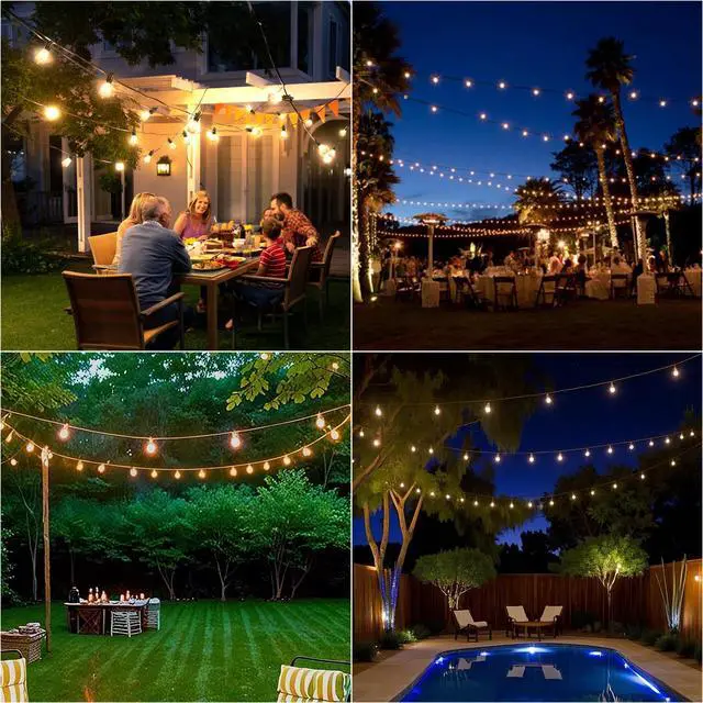 Alt view image 2 of 6 - 60FT Solar String Lights Outdoor Waterproof with Remote,Shatterproof ST38 20 LED Bulbs,2700K Dimmable Solar Lights Outdoor,Outside Hanging Lights for Patio,Garden,Camping,Deck,Backyard Decor