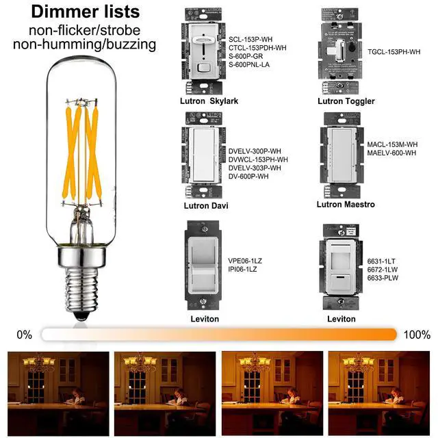 Alt view image 3 of 7 - E12 T6 Candelabra Light Bulbs 60 Watt,Dimmable,Warm White 2700K | 6W=60W,600lm,AC120V,360°,ETL,No flicker,E12 LED bulb,T25 bulb for Chandelier light bulbs,Ceiling Fan bulb,Wall sconces,6Pack