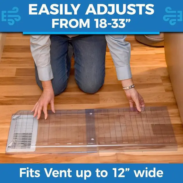 Alt view image 2 of 7 - Under Furniture Magnetic Vent Extender | 1.0mm Thick Premium Material, Fits Floor Registers 10" and 12" Wide, Adjusts From 17" to 33" Long