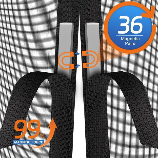 Alt view image 6 of 7 - Magnetic Screen Door Upgraded PET Mesh Stronger Than Fiberglass and Polyester,Hands Free,Keeps Bugs Out,Pet & Kid Friendly,Suitable for Sliding Door,Large Patio Door and French Door-72''x80''