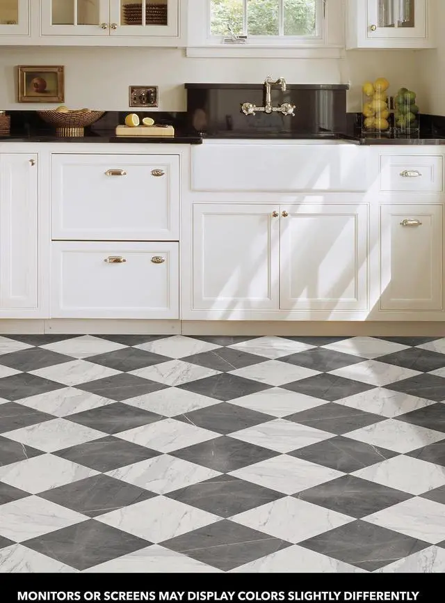 Alt view image 2 of 6 - x Chris Loves Julia 12-in by 12-in Bonneville Grey & White Marble Peel & Stick Floor Tiles, FP4421