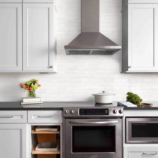 Alt view image 2 of 7 - 100-Piece Glossy Dolomite White Peel and Stick Backsplash Tile,3''x6'' PVC Subway Tile with White Grout, Stick on Backsplash for Kitchen/Bathroom/Fireplace