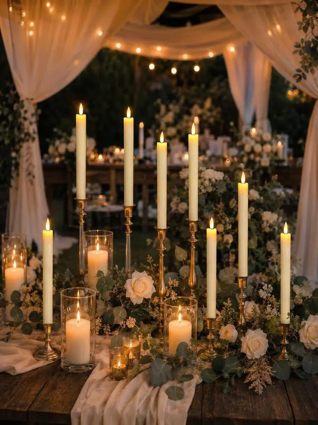 Alt view image 6 of 7 - Flameless Taper Candles LED Battery Operated Remote Timer Ivory | LED Candlesticks, Real Wax, Christmas Wedding Party Home Decor, 6 Pack, 0.78 x 9.64 In