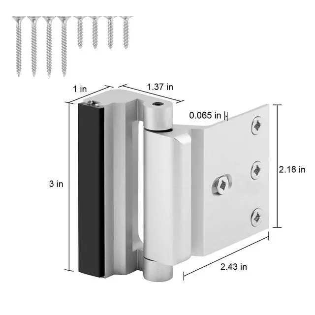 Alt view image 2 of 7 - Home Security Door Lock for Kids Safety Front Door Reinforcement Lock Latch | 2 Pack Child Proof Door Lock Withstand 800 lbs Top Flip Lock for Bedroom Apartment, Inward Swinging Door Only Silver