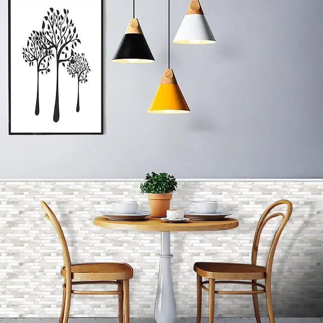 Alt view image 7 of 7 - Thicker Design Peel and Stick, Self Adhesive Stick On Tile Backsplash for Kitchen and Bathroom, Beige & White, 12×12, 10 Sheets