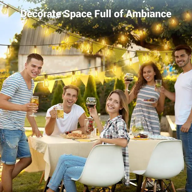 Alt view image 7 of 7 - 100FT Solar String Lights Outdoor Waterproof, 35+1 LED Solar Powered Lights with Remote Control, 3 Light Modes & Dimmable, USB-C Charging for Patio, Backyard, Garden, Camping