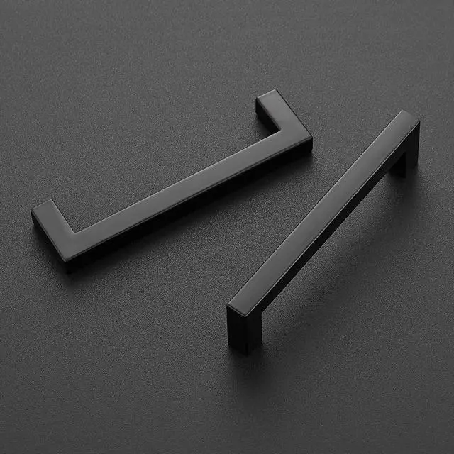 Alt view image 2 of 7 - Matte Black Cabinet Handles Square Pulls 5 Inch 10 Pack | Smooth Feel, Square Bar Grip, Stainless Steel, Screws Included, Kitchen Cabinet Hardware, For Cupboards, Drawers, Dressers