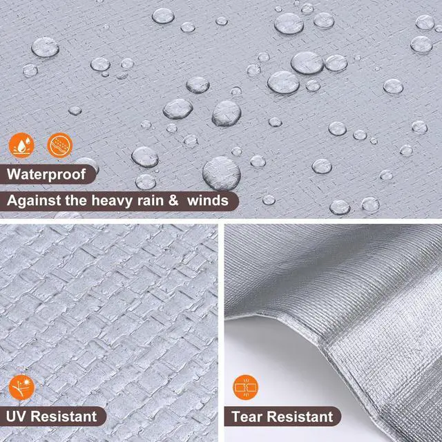 Alt view image 6 of 7 - Large Tarp 10x20 FT 16 Mil Heavy Duty Waterproof Tarps Silver | 420D Thick Plastic Tarp Brass Grommets Every 23.6", UV Resistant, Tear & Fade Resistant, Reinforced Edges for Pool & Tent Use