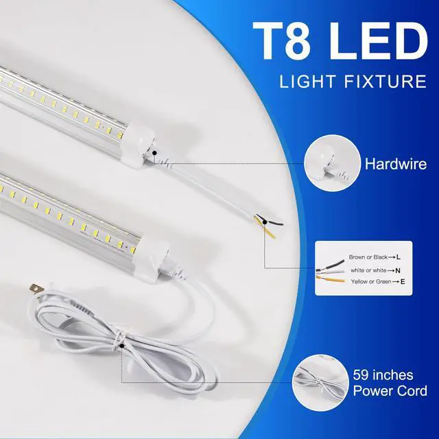 Alt view image 3 of 7 - Led Shop Lights,4FT LED Light 50W 6500K 7000LM Led Daylight,Garage Light Linkable Clear Cover Integrated V-Shape for Garage Warehouse Workbench Workshop(2-Pack)