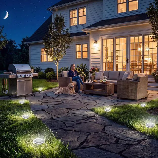 Alt view image 7 of 7 - Solar Lights Outdoor Waterproof, 8 Pack Solar Powered Ground Lights Outdoor, IP68 Waterproof, Anti-Rust, Solar Garden Lights Landscape Lighting for Pathway Yard Lawn Walkway Driveway,Cool White