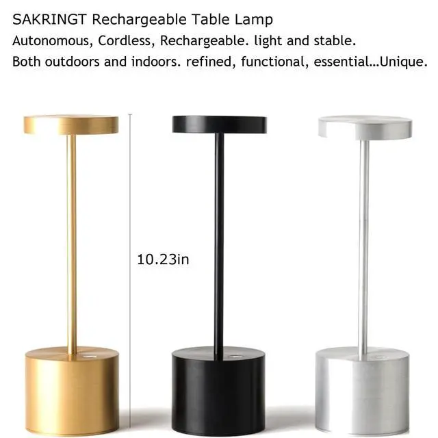 Alt view image 2 of 7 - 2 Pack Rechargeable Table Lamp, LED Cordless Table Lamp,5000mAh Battery Operated Portable Table Light,Dimming for Restaurant/Patio/Outdoor(Black)