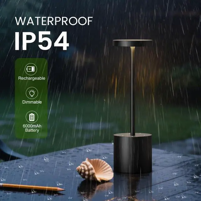 Alt view image 3 of 7 - 2 Pack Rechargeable Table Lamp, LED Cordless Table Lamp,5000mAh Battery Operated Portable Table Light,Dimming for Restaurant/Patio/Outdoor(Black)