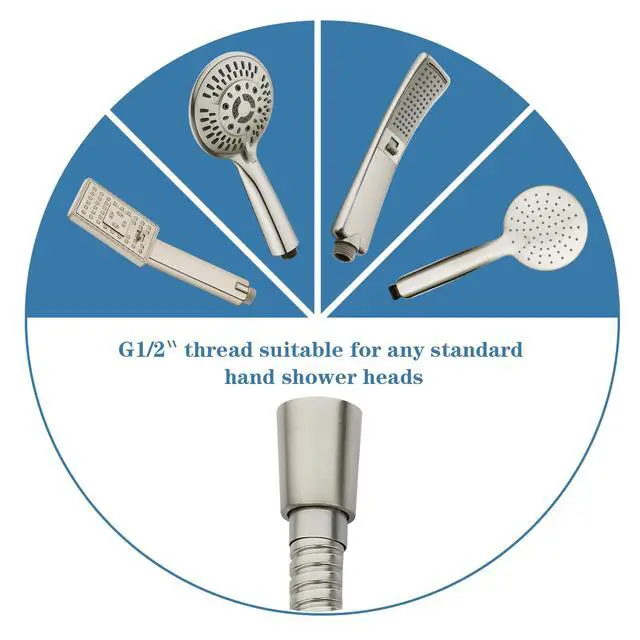 Alt view image 6 of 7 - Shower Hose For Hand Held Shower Heads, 79 Inches Cord Extra Long Stainless Steel Hand Shower Hose, Ultra-Flexible Replacement Part with Brass Insert, Brushed Nickel