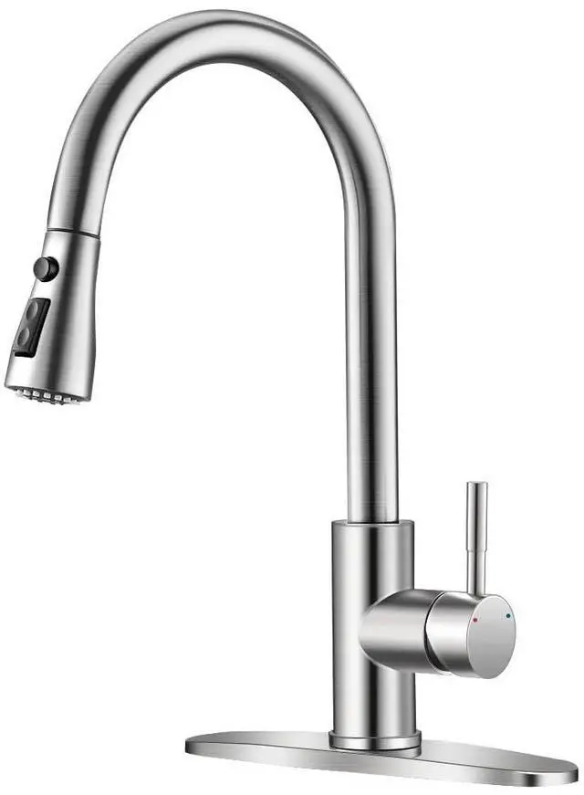 Main image of Brushed Nickel Kitchen Faucets with Pull Down Sprayer Kitchen Sink Faucet with Pull Out Sprayer Single Hole Deck Mount Single Handle Stainless Steel Grifos De Cocina 866068SN