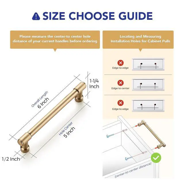 Alt view image 3 of 7 - Champagne Bronze Kitchen Pulls Cabinet Handles 5 Inch 10 Pack | Solid Zinc Alloy, Round T-Bar Shape, Screws Included, Dresser Handles, Cabinet Drawer Pulls, for Kitchen Cupboard Hardware