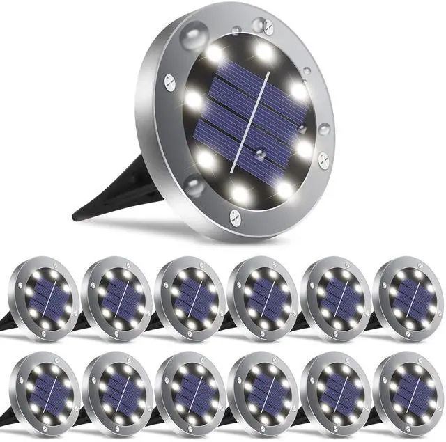 Main image of 4.6inch Solar Ground Lights 12Packs, Garden Solar Outdoor Waterproof Pathway Bright In-Ground Landscape Lights for Patio, Lawn, Yard, Driveway, Step and Walkway(White Light)