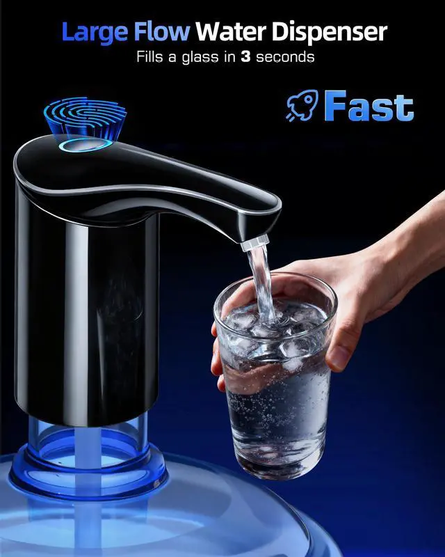 Alt view image 2 of 7 - Highest-Output Water Dispenser for 5 Gallon Jug, Electric USB C Water Pump | Fast Pump & Silent Operation | USB-C Rechargeable | Automatic Portable Dispenser | Perfect for Home, Office, Camping