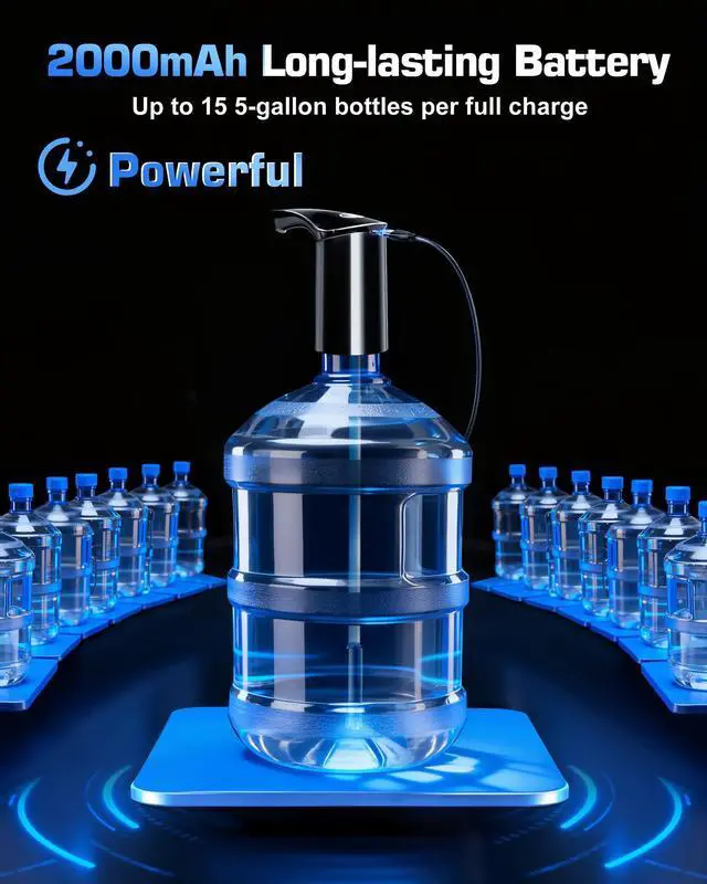 Alt view image 5 of 7 - Highest-Output Water Dispenser for 5 Gallon Jug, Electric USB C Water Pump | Fast Pump & Silent Operation | USB-C Rechargeable | Automatic Portable Dispenser | Perfect for Home, Office, Camping