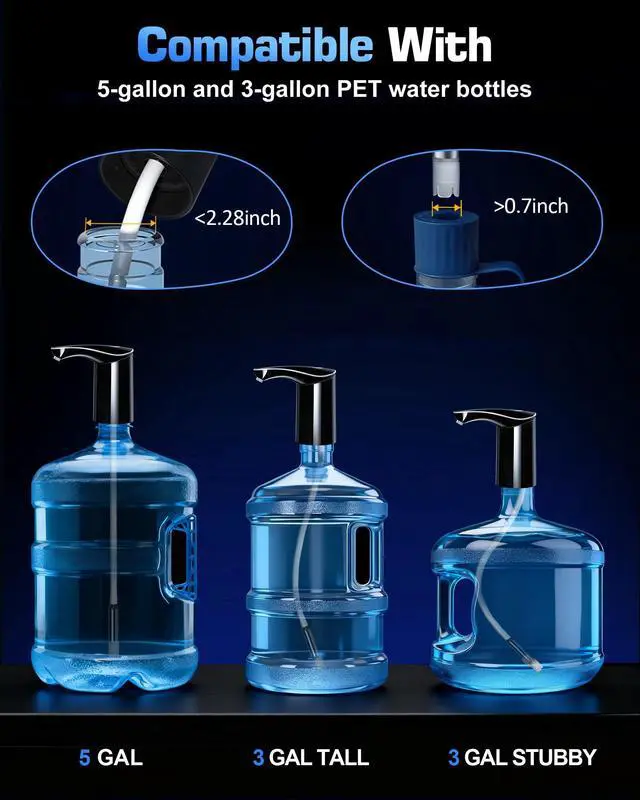 Alt view image 7 of 7 - Highest-Output Water Dispenser for 5 Gallon Jug, Electric USB C Water Pump | Fast Pump & Silent Operation | USB-C Rechargeable | Automatic Portable Dispenser | Perfect for Home, Office, Camping