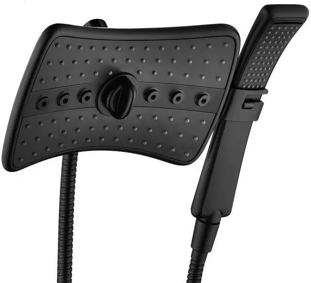 Main image of High Pressure Dual Shower Head Combo with Rainfall & Handheld, 4 Spray Settings, Tool-Free Installation, 60" Stainless Steel Hose, Matte Black