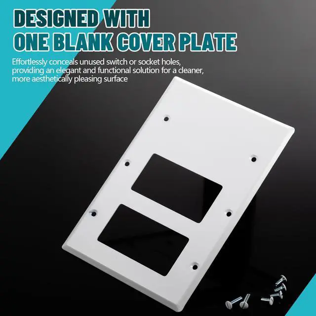 Alt view image 4 of 7 - 1 Pcs 3-gang 2-decorator 1-blank Wall Plate Standard Size Stainless Steel White Light Switch Plate Gloss Finish Size 3-gang 4.50" x 6.38" Corrosion-resistant Gfci Outlet Receptacle