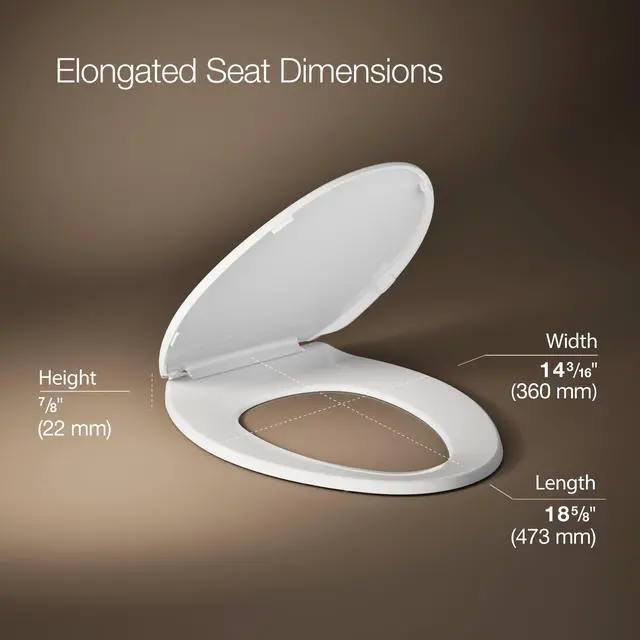 Alt view image 3 of 7 - K-4774-0 Brevia Elongated White Toilet Seat with Quick-Release Hinges And Quick-Attach Hardware For Easy Clean, White