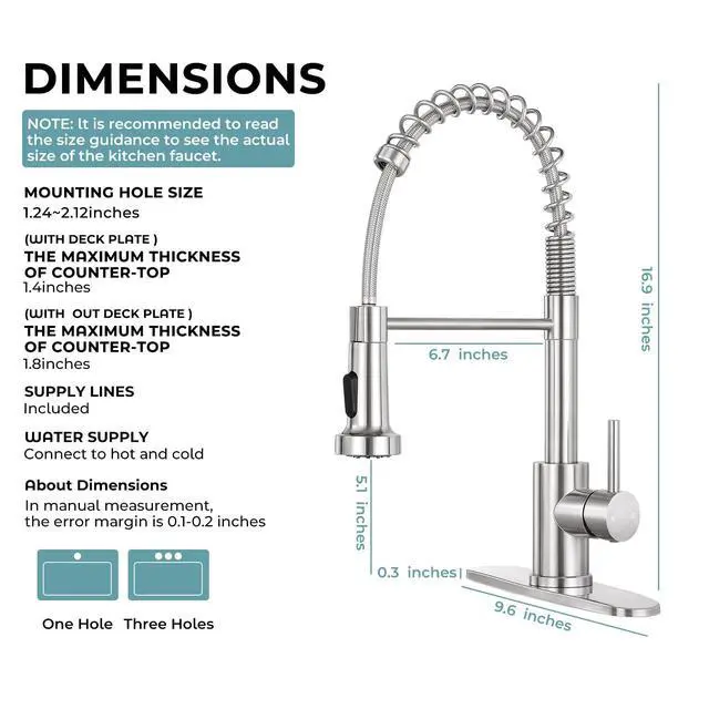 Alt view image 5 of 6 - Kitchen Faucet with Pull Down Sprayer, Brushed Nickel | 2-mode sprayer, 360° high arc spout, 304 SS build, drip-free valve, fingerprint-resistant, DIY install, NSF certified