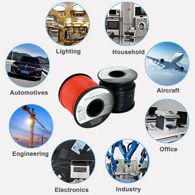 Alt view image 6 of 7 - 12 AWG Silicone Wire 50FT, Extra Flexible 12 Gauge Stranded Copper Wire, High Temp 392 600V - RC, Automotive, Battery | Tinned Copper Conductor - 25FT Red & 25FT Black Spools