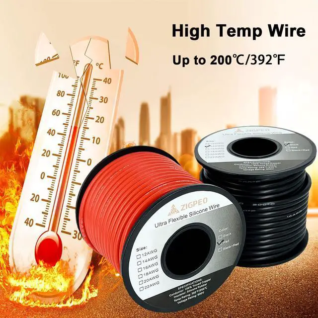 Alt view image 4 of 7 - 12 AWG Silicone Wire 50FT, Extra Flexible 12 Gauge Stranded Copper Wire, High Temp 392 600V - RC, Automotive, Battery | Tinned Copper Conductor - 25FT Red & 25FT Black Spools