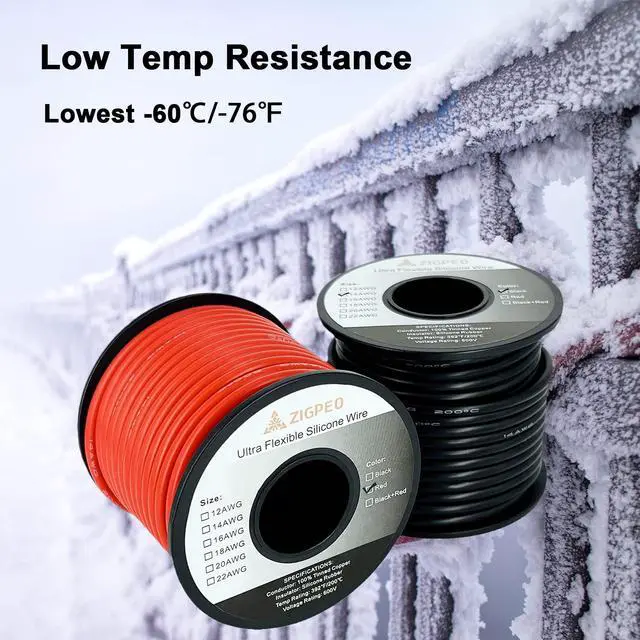 Alt view image 5 of 7 - 12 AWG Silicone Wire 50FT, Extra Flexible 12 Gauge Stranded Copper Wire, High Temp 392 600V - RC, Automotive, Battery | Tinned Copper Conductor - 25FT Red & 25FT Black Spools