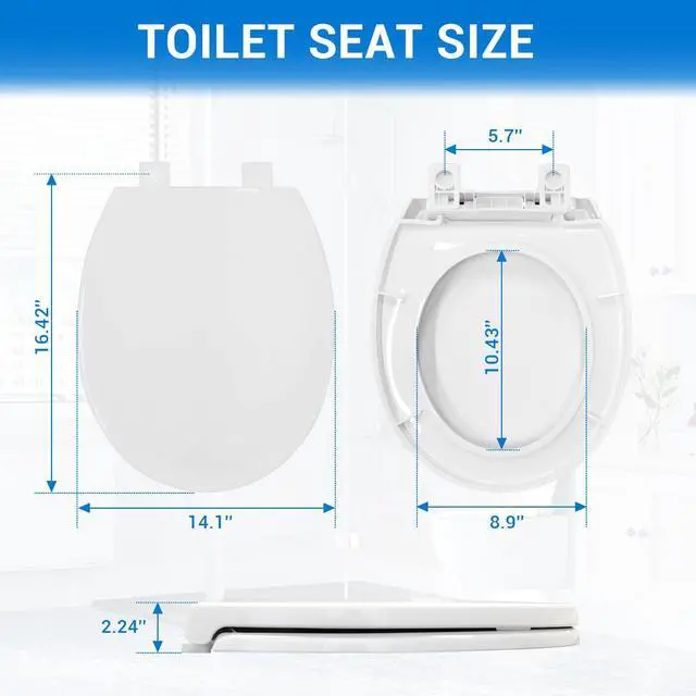 Alt view image 2 of 7 - Round Toilet Seat 16.5" | Soft Close, Durable PP Toilet Seat, Easy Installation & Removal, Fits Most Toilet Bowls