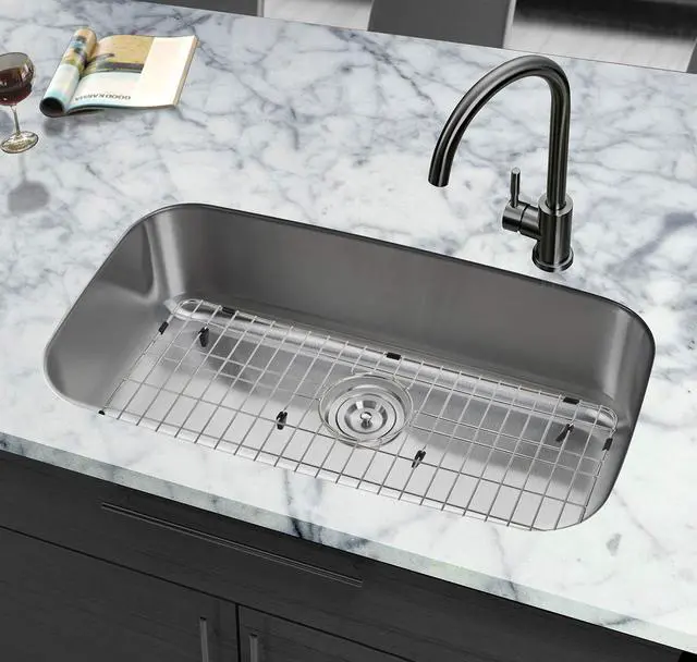Alt view image 3 of 7 - Kitchen Sink Grid and Sink Protectors, 26" Stainless Steel Sink Grids | Stainless Steel Sink Grids for Bottom of Kitchen Sinks, 26" x 14 1/16" with Rear Drain for Single Bowl Sinks