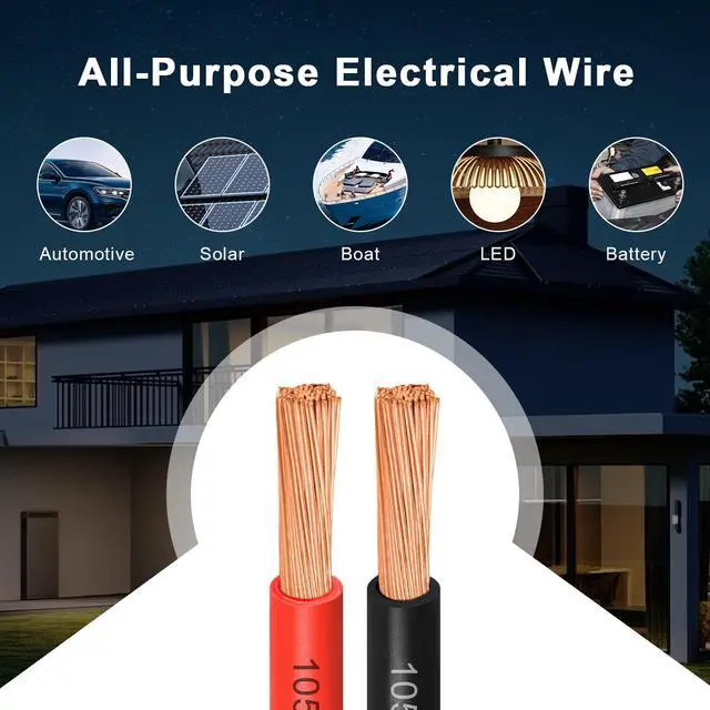 Alt view image 6 of 6 - 12 Gauge OFC Wire,50FT Pure Copper Wires, 12AWG Battery Cable Red & Black Oxygen Free Stranded Low Voltage Bare Copper Welding Wire for Solar Panel,Boat,Trailer,Generator,Car,Motor (12 AWG 50FT)