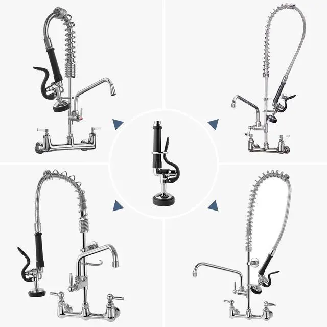 Alt view image 2 of 7 - Pre Rinse Sprayer Commercial Sink Sprayer Head,1.42GPM Spray Valve Dish Nozzle with Ergonomic Handle, Faucet Parts for Commercial Kitchen Faucet,Chrome FinishedBlack