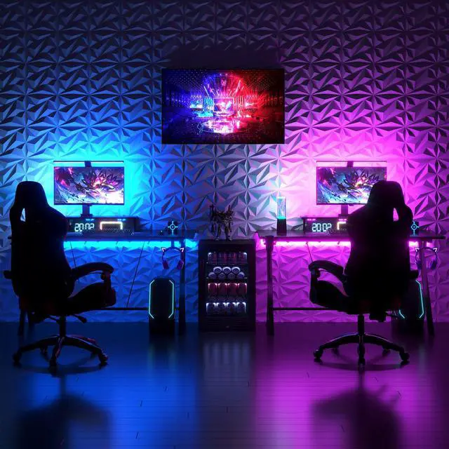 Alt view image 6 of 7 - 33 Pack 3D Wall Panels Diamond, Black, 12''x12'' | PVC Accent Wall Panels for Interior Wall Decor, Living Room, Lobby Bedroom Hotel Office, Cover 32.Sq.Ft